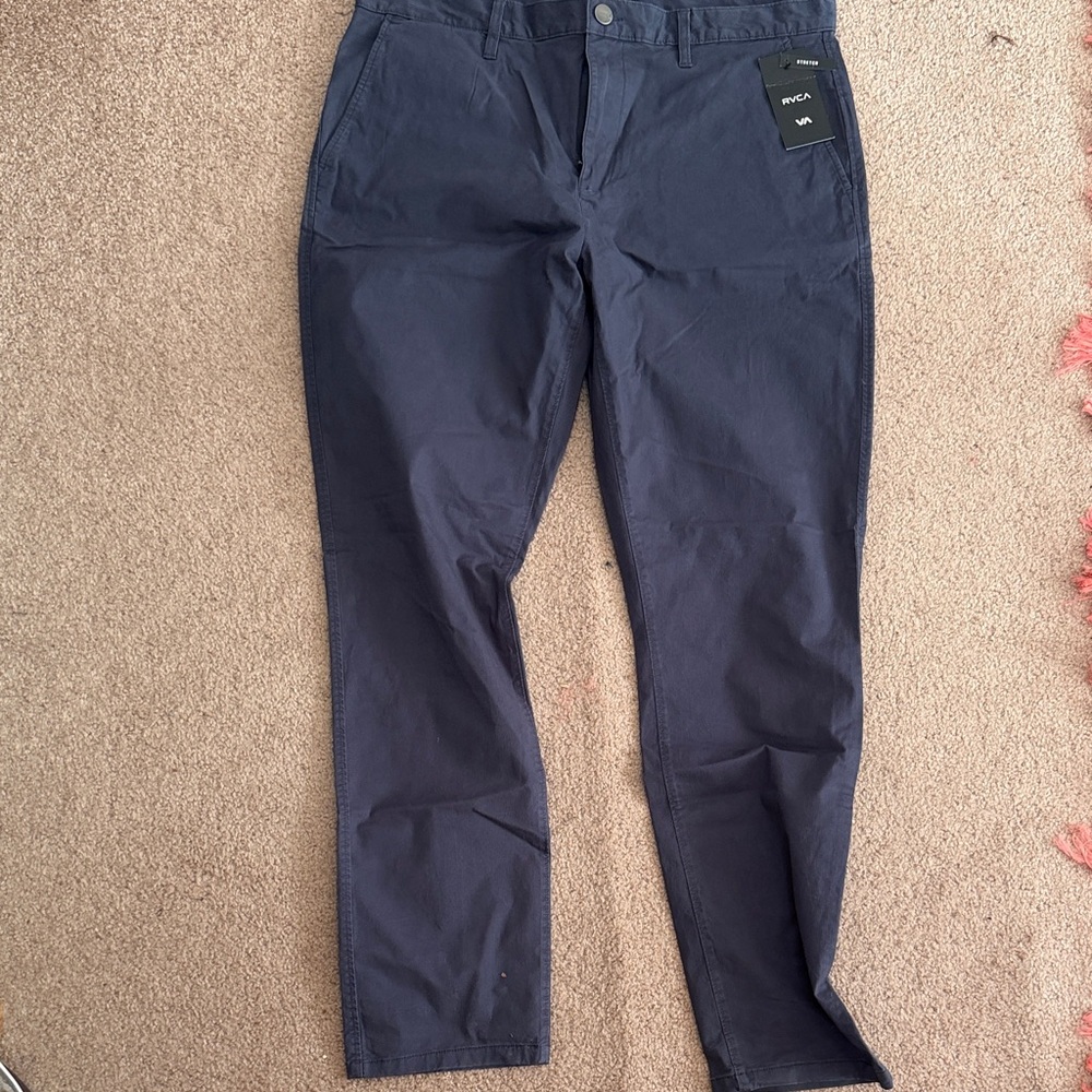 RVCA Men's Dark Blue Dagger Chinos - Stretch